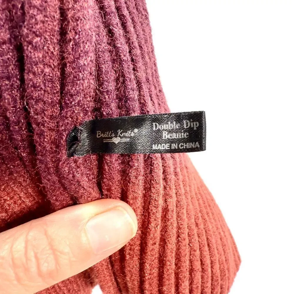 Britt’s knits Deep Burgundy ombre knit beanie - Picture 4 of 6